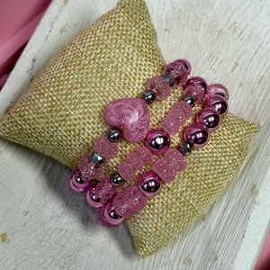Pink Beaded Bracelet Set
